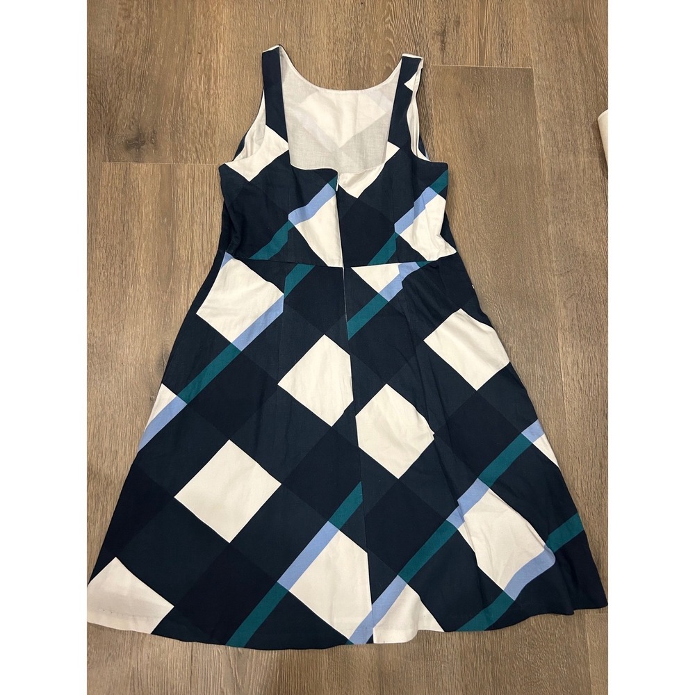 Ann Taylor Factory Navy Blue Plaid Fit and Flare Sleeveless Dress Size 8 - Picture 9 of 10